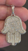 
              3.11 CARAT CERTIFIED LAB GROWN DIAMONDS STERLING SILVER RHODIUM PLATED 2.75 INCHES HAMSA PENDANT
            