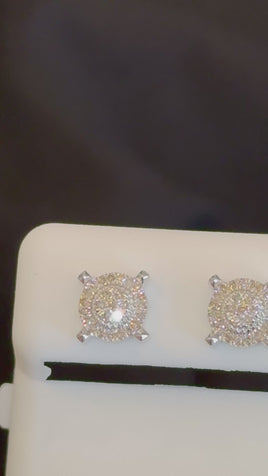 .25 CARAT NATURAL DIAMONDS STERLING SILVER 7 MM EARRINGS STUDS