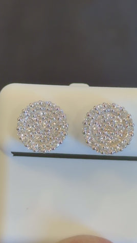 2.19 CARAT CERTIFIED LAB GROWN DIAMONDS 10 MM STERLING SILVER RHODIUM PLATED STUDS EARRINGS
