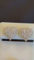 
              1.04 CARAT CERTIFIED LAB GROWN DIAMONDS 11 MM STERLING SILVER GOLD PLATED HEART STUDS EARRINGS
            