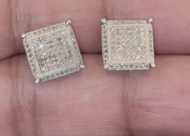 .65 CARAT NATURAL DIAMONDS STERLING SILVER 12 MM EARRINGS STUDS
