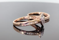 
              10K ROSE GOLD .60 CARAT WOMEN REAL DIAMOND HEART ENGAGEMENT RING WEDDING BAND RING SET
            