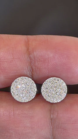 .53 CARAT CERTIFIED LAB GROWN DIAMONDS 9 MM STERLING SILVER RHODIUM PLATED STUDS EARRINGS