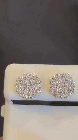 1.12 CARAT CERTIFED LAB GROWN DIAMONDS STERLING SILVER GOLD PLATED 10 MM STUDS EARRINGS
