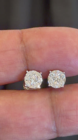 .50 CARAT CERTIFIED LAB GROWN DIAMONDS 6 MM STERLING SILVER RHODIUM PATED STUDS EARRINGS