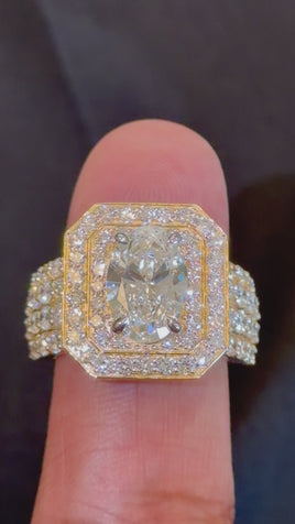 10K YELLOW GOLD 8.33 TCW 3.50 CARAT CENTER OVAL CERTIFIED LAB GROWN DIAMONDS RING