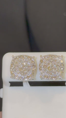 10K YELLOW GOLD 1.60 CARAT NATURAL DIAMONDS 12 MM EARRING STUDS