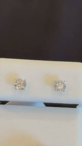 10K YELLOW GOLD .52 CARAT CERTIFIED LAB GROWN DIAMONDS 4 MM SOLITAIRE STUDS EARRINGS