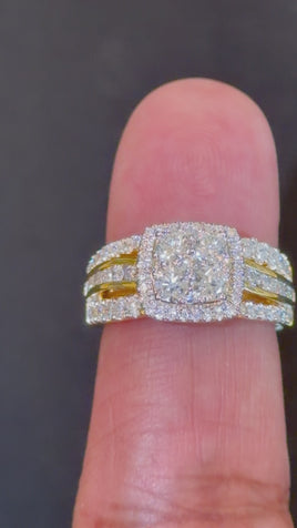 1.75 CARAT LAB GROWN DIAMONDS STERLING SILVER GOLD PLATED ENGAGEMENT WEDDING RING