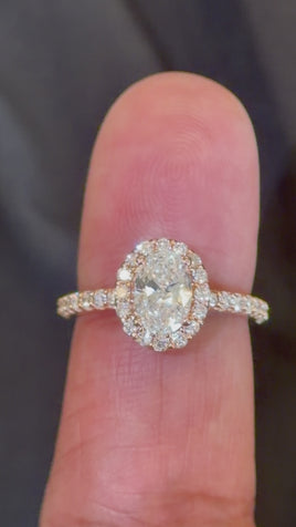 14K ROSE GOLD 1.50 CARAT OVAL LAB GROWN DIAMONDS ENGAGEMENT WEDDING RING