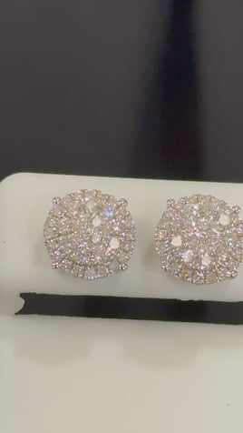 1.07 CARAT STERLING SILVER RHODIUM PLATED 10 MM CERTIFIED LAB GROWN DIAMONDS STUDS EARRINGS