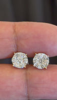 
              .91 CARAT CERTIFIED LAB GROWN DIAMONDS 8 MM STERLING SILVER GOLD PLATED STUDS EARRINGS
            