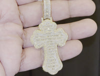 
              10K YELLOW GOLD 5.50 CARAT 2.50 INCH REAL DIAMOND MEN CROSS PENDANT CHARM CROSS
            