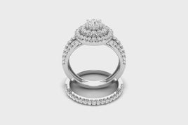 14K WHITE GOLD 2.25 CARAT REAL DIAMOND .55 CARAT SOLITAIRE ENGAGEMENT RING WEDDING BAND BRIDAL SET