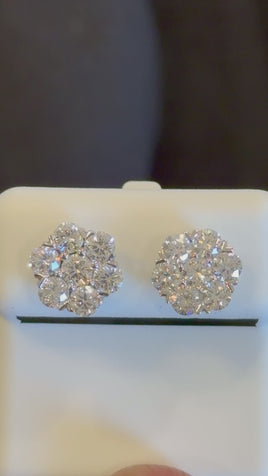 2.23 CARAT CERTIFIED LAB GROWN DIAMONDS 10 MM STERLING SILVER RHODIUM PLATED STUDS EARRINGS