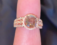 
              10K ROSE GOLD 3 CARAT DIAMONDS & SMOKY QUARTZ RING
            