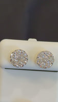 
              1.36 CARAT CERTIFIED LAB GROWN DIAMONDS 9 MM STERLING SILVER GOLD PLATED STUDS EARRINGS
            