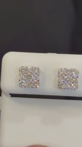 .87 CARAT CERTIFIED LAB GROWN DIAMONDS 7 MM STERLING SILVER RHODIUM PLATED STUDS EARRING