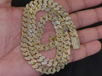 
              10K YELLOW GOLD 6.50 CARAT REAL DIAMOND 9 MM 22 INCHES 82.62 GRAM GOLD CUBAN LINK CHAIN NECKLACE
            