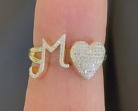 
              10K YELLOW GOLD .25 CARAT WOMENS NATURAL DIAMOND HEART & LETTER INITIAL M RING
            