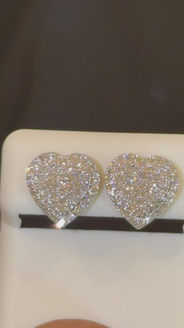 .82 CARAT CERTIFIED LAB GROWN DIAMONDS 12 MM STERLING SILVER GOLD PLATED STUDS EARRINGS