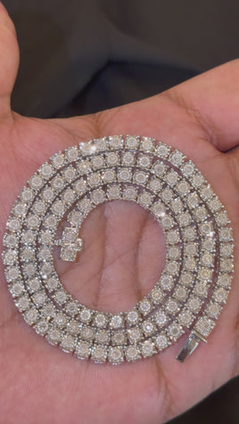 1.75 CARAT NATURAL DIAMOND STERLING SILVER RHODIUM PLATED 20 INCHES 4 MM 30.66 GRAM FANUC TENNIS CHAIN NECKLACE
