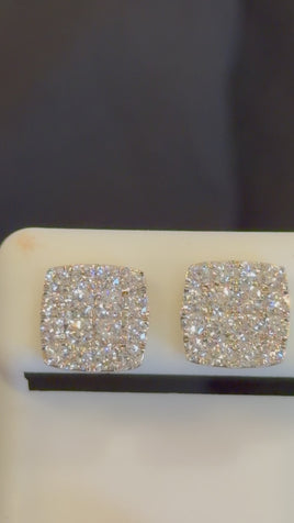 1.60 CARAT CERTIFIED LAB GROWN DIAMONDS 10 MM STERLING SILVER GOLD PLATED STUDS EARRINGS