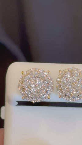 1.45 CARAT STERLING SILVER GOLD PLATED 12 MM CERTIFIED LAB GROWN DIAMONDS STUDS EARRINGS