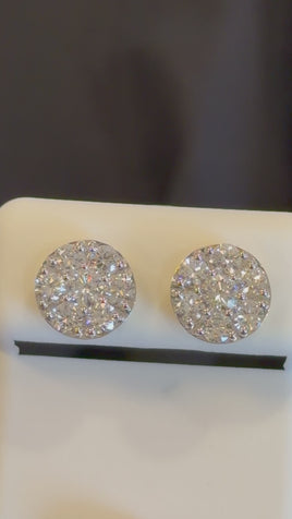 1.86 CARAT CERTIFED LAB GROWN DIAMONDS STERLING SILVER GOLD PALTED 10 MM STUDS EARRINGS