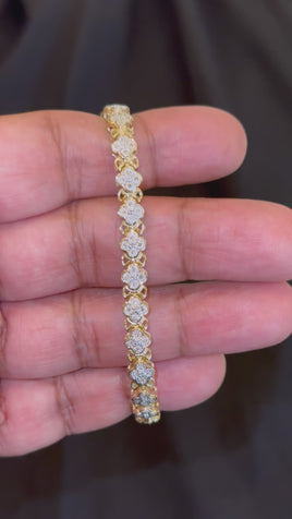 .60 CARAT NATURAL DIAMONDS STERLING SILVER GOLD PLATED FANUC BRACELET