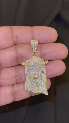 5.11 CARAT CERTIFIED LAB GROWN DIAMONDS STERLING SILVER GOLD PLATED 2.25 INCHES JESUS CROSS PENDANT