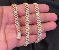 
              10K YELLOW GOLD 10.25 CARAT REAL DIAMOND 8MM 22 INCHES 54.78 GRAM GOLD CUBAN LINK CHAIN NECKLACE
            