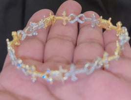 10K YELLOW WHITE GOLD 2.50 CARAT NATURAL DIAMOND 8 INCHES 10 MM BRACELET
