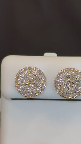 10K WHITE GOLD .85 CARAT MENS WOMENS 10 MM 100% GENUINE DIAMONDS EARRING STUDS