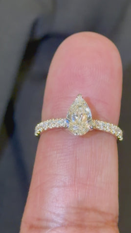 14K YELLOW GOLD 1.26 CARAT CERTIFIED LAB GROWN DIAMONDS ENGAGEMENT WEDDING RING