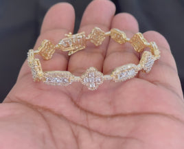 10K YELLOW GOLD 2.25 CARAT NATURAL DIAMOND 12.43 GRAMS 7 INCHES 10 MM WOMEN BRACELET
