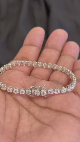 14K WHITE GOLD 7 CARAT LAB GROWN DIAMONDS 7 INCHES 4 MM BRACELET