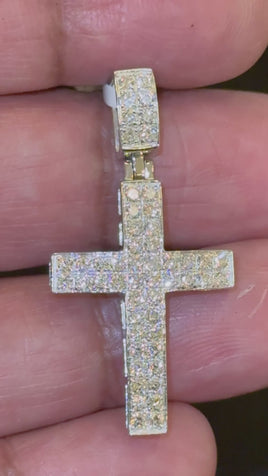 2.19 CARAT CERTIFIED LAB GROWN DIAMONDS STERLING SILVER 1.50 INCHES CROSS PENDANT