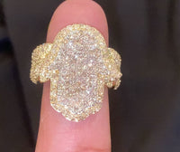 
              10K SOLID YELLOW GOLD 3.25 CARAT REAL DIAMOND HAMSA ENGAGEMENT RING WEDDING PINKY BAND
            