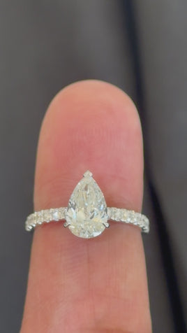14K WHITE GOLD 1.91 CARAT CERTIFIED LAB GROWN DIAMONDS ENGAGEMENT WEDDING RING