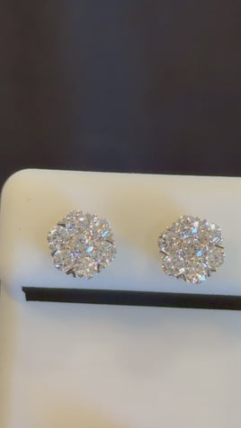 1.06 CARAT CERTIFIED LAB GROWN DIAMONDS 8 MM STERLING SILVER GOLD PLATED STUDS EARRINGS