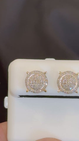 .50 CARAT NATURAL DIAMONDS STERLING SILVER GOLD PLATED 9 MM EARRINGS STUDS