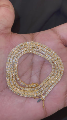 11 CARAT LAB GROWN DIAMONDS STERLING SILVER GOLD PLATED 18 INCHES 15.05 GRAMS 2 MM CHAIN NECKLACE