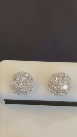 .76 CARAT CERTIFIED LAB GROWN DIAMONDS 8 MM STERLING SILVER RHODIUM PLATED STUDS EARRINGS