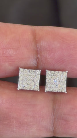 .47 CARAT CERTIFIED LAB GROWN DIAMONDS 8 MM STERLING SILVER RHODIUM PLATED STUDS EARRINGS
