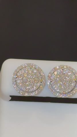 1.24 CARAT STERLING SILVER 13 MM CERTIFIED LAB GROWN DIAMONDS STUDS EARRINGS