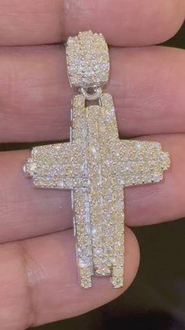 2.75 CARAT CERTIFIED LAB GROWN DIAMONDS STERLING SILVER 1.75 INCHES CROSS PENDANT