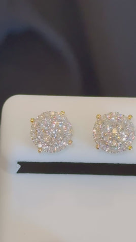 .71 CARAT STERLING SILVER GOLD PLATED 8 MM CERTIFIED LAB GROWN DIAMONDS STUDS EARRINGS