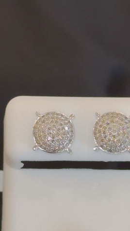 .50 CARAT NATURAL DIAMONDS STERLING SILVER 9 MM EARRINGS STUDS