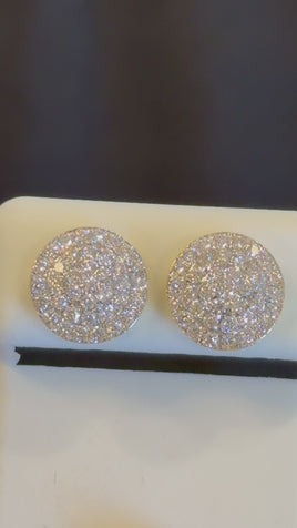 .97 CARAT CERTIFIED LAB GROWN DIAMONDS 11 MM STERLING SILVER GOLD PLATED STUDS EARRINGS